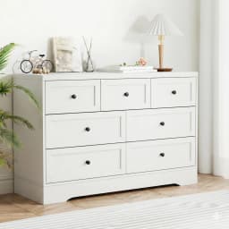 7 Drawer White Chest of Drawers Dresser Storage Cabinet Bedroom Furniture Modern Organizer Table Unit
