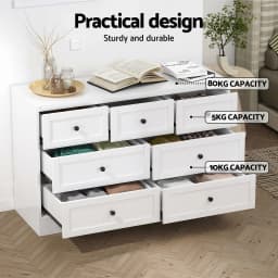 7 Drawer White Chest of Drawers Dresser Storage Cabinet Bedroom Furniture Modern Organizer Table Unit