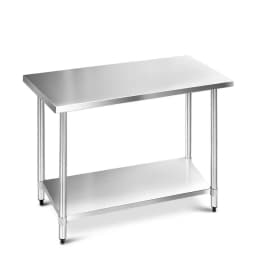 1219x610mm 304 Stainless Steel Kitchen Work Bench Table with Undershelf Heavy Duty Food Prep Counter
