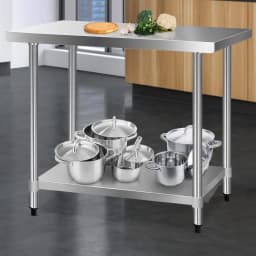1219x610mm 304 Stainless Steel Kitchen Work Bench Table with Undershelf Heavy Duty Food Prep Counter