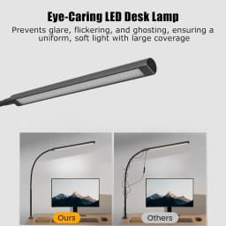 LED Desk Lamp with Clamp 3 Colors Stepless Dimming Eye-Caring Clip Lights Home