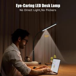 LED Desk Lamp with Clamp 3 Colors Stepless Dimming Eye-Caring Clip Lights Home