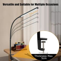 LED Desk Lamp with Clamp 3 Colors Stepless Dimming Eye-Caring Clip Lights Home