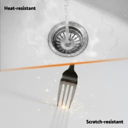 116x50cm White Granite Stone Double Bowl Kitchen Sink Modern Durable Composite Sink for Kitchen Laundry Utility Use