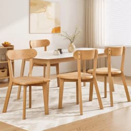 4 Piece Wooden Dining Chairs Solid Rubber Wood Kitchen Accent Chairs Cafe Lounge Seating