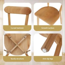 4 Piece Wooden Dining Chairs Solid Rubber Wood Kitchen Accent Chairs Cafe Lounge Seating