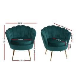 Green Velvet Callista Armchair Modern Upholstered Accent Chair for Living Room Bedroom Lounge Comfort Seating