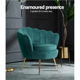 Green Velvet Callista Armchair Modern Upholstered Accent Chair for Living Room Bedroom Lounge Comfort Seating