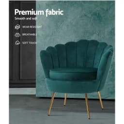 Green Velvet Callista Armchair Modern Upholstered Accent Chair for Living Room Bedroom Lounge Comfort Seating