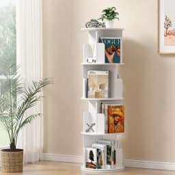 4 Tier Freestanding Bookshelf White Storage Organizer Bookcase for Living Room Bedroom Office Home Decor Furniture