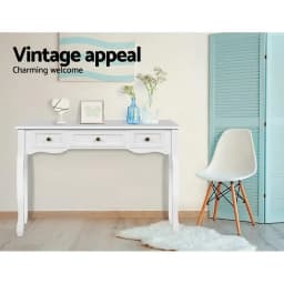 White Hamptons Style Console Table 3 Drawers Wooden Entryway Storage Cabinet Narrow Hallway Sideboard Living Room Furniture