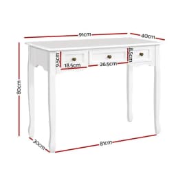 White Hamptons Style Console Table 3 Drawers Wooden Entryway Storage Cabinet Narrow Hallway Sideboard Living Room Furniture