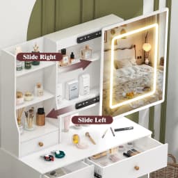 White Hollywood Vanity Set, Touch Control LED Mirror, 3 Color Lighting, 6 Drawers with Stool, Easy Assembly