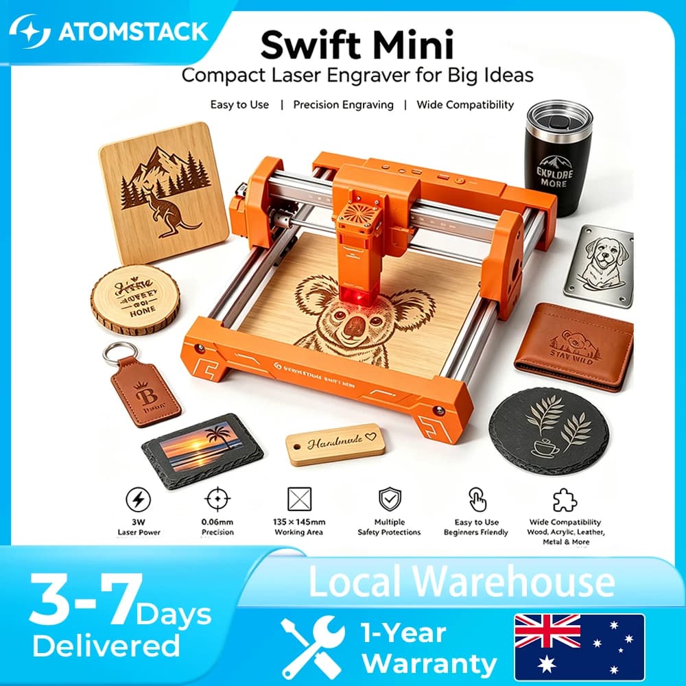 ATOMSTACK SWIFT Mini Laser Engraver Compact Diode Laser Engraving Machine For Wood Leather Paper Cardboard DIY Crafts Home Projects
