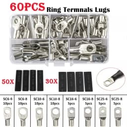 140pcs Peep Port Copper Terminal Tubing Terminal Cold Pressing End with Pliers