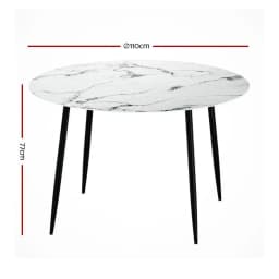 Round Marble Effect Dining Table 110CM Modern Elegant Kitchen Restaurant Table