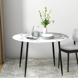 Round Marble Effect Dining Table 110CM Modern Elegant Kitchen Restaurant Table