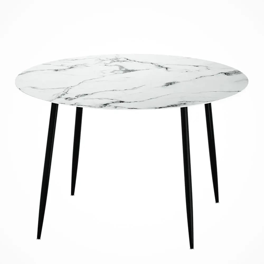Round Marble Effect Dining Table 110CM Modern Elegant Kitchen Restaurant Table