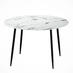 Round Marble Effect Dining Table 110CM Modern Elegant Kitchen Restaurant Table