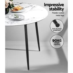 Round Marble Effect Dining Table 110CM Modern Elegant Kitchen Restaurant Table