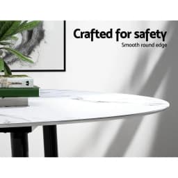 Round Marble Effect Dining Table 110CM Modern Elegant Kitchen Restaurant Table
