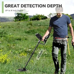 SUNPOW Professional Underground Metal Detector MD13 for Adults, 8" IP68 Waterproof Coil,4 Detection Modes Large LCD Lightweight Gold Detector for Outdoor Treasure Hunting, Coin & Relic Detecting