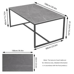 Modern Sintered Stone Top Coffee Table | Rectangular Design with Black Painted Iron Legs | Living Room&Bedroom Storage Solution