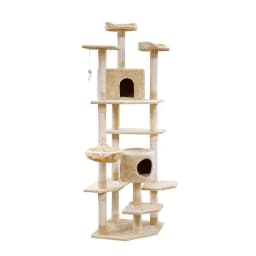 203cm Beige Cat Tree Tower Multi Level Scratching Post Condo House Bed for Indoor Cats