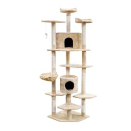 203cm Beige Cat Tree Tower Multi Level Scratching Post Condo House Bed for Indoor Cats