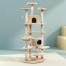 203cm Beige Cat Tree Tower Multi Level Scratching Post Condo House Bed for Indoor Cats