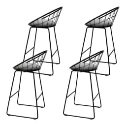 4 Piece Bar Stools Set Padded Seat Metal Frame Modern Kitchen Dining Counter Height Stools