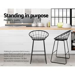 4 Piece Bar Stools Set Padded Seat Metal Frame Modern Kitchen Dining Counter Height Stools