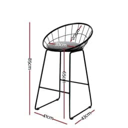 4 Piece Bar Stools Set Padded Seat Metal Frame Modern Kitchen Dining Counter Height Stools