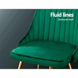 Velvet Channel Tufted Green Dining Chairs Set of 2 Modern Upholstered Side Chairs for Living Room Kitchen and Dining Room