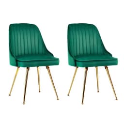 Velvet Channel Tufted Green Dining Chairs Set of 2 Modern Upholstered Side Chairs for Living Room Kitchen and Dining Room