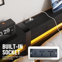 PORIYA Bed Frame Modern Smart LED Lights Metal Bed Frame W/Charging Station Queen Size