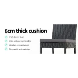 2 Piece Outdoor Rattan Bar Stools Patio Dining Chairs Weather Resistant Wicker Furniture High Back Counter Stools