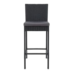 2 Piece Outdoor Rattan Bar Stools Patio Dining Chairs Weather Resistant Wicker Furniture High Back Counter Stools