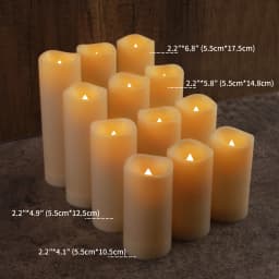 Waterproof Flameless Candles Set of 12 Battery Operated LED Pillar Candle with 2 Remote Controls & Timer Flickering Indoor Outdoor Electronic Lights for Wedding Patio Easter Bathroom Home Decor