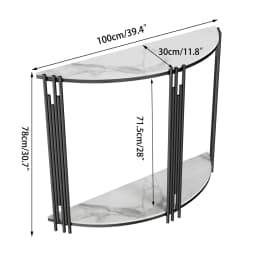 Half Moon Console Table 2Tier Storage Sintered Stone Top Semi Circle Entryway Hallway Living Room Modern Small Space Furniture