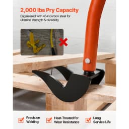 SucceBuy 2000 lbs Pallet Buster Tool 54in Carbon Steel Handle Wrecking Pry Bar Deck Board Removal Tool for Flooring Drywall