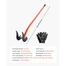SucceBuy 2000 lbs Pallet Buster Tool 54in Carbon Steel Handle Wrecking Pry Bar Deck Board Removal Tool for Flooring Drywall