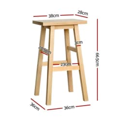 4 Piece Wooden Bar Stools Set Kitchen Counter Chairs Natural Finish Modern Dining Seating