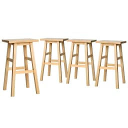 4 Piece Wooden Bar Stools Set Kitchen Counter Chairs Natural Finish Modern Dining Seating