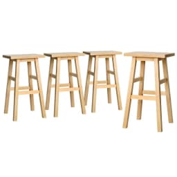 4 Piece Wooden Bar Stools Set Kitchen Counter Chairs Natural Finish Modern Dining Seating