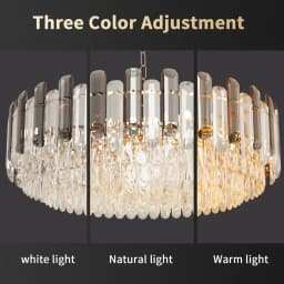 LUVODI Modern Crystal Chandelier Raindrop Pendant Light with 3 Color Lights for Choose