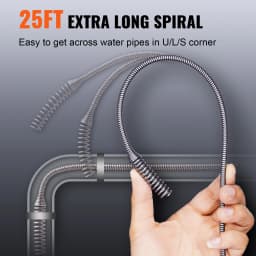 SucceBuy Drain Auger 25Ft Manual-feeding Plumbing Snake with Drill Attachment Drain Clog Remover Toilet Sewer Pipe Dredge