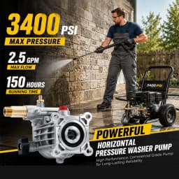 PORIYA Pressure Washer Pump Power Washer Pump 19 mm Horizontal 3400 PSI 2.5 GPM