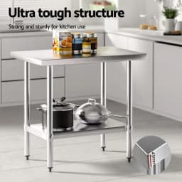 Stainless Steel Kitchen Work Bench 910x610mm Heavy Duty Prep Table 430 Grade
