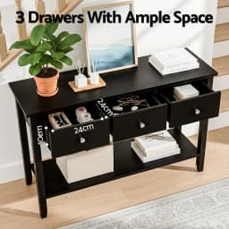 Console Table Hallway Entryway Sofa Table 100CM Black 3 Drawers Modern Storage Furniture